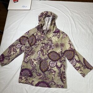 Caribbean Joe Purple/Green Womens zip top sweatshirt hooded size Large